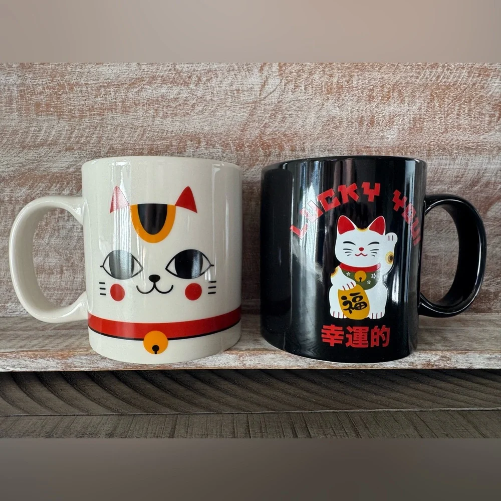 MAD Engine- Lucky Cat 2-Piece Mug Set (NEW)
